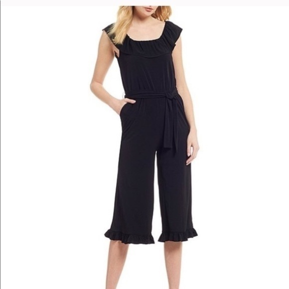 MICHAEL Michael Kors Solid Ruffle Neck Jumpsuit MP - Picture 2 of 3